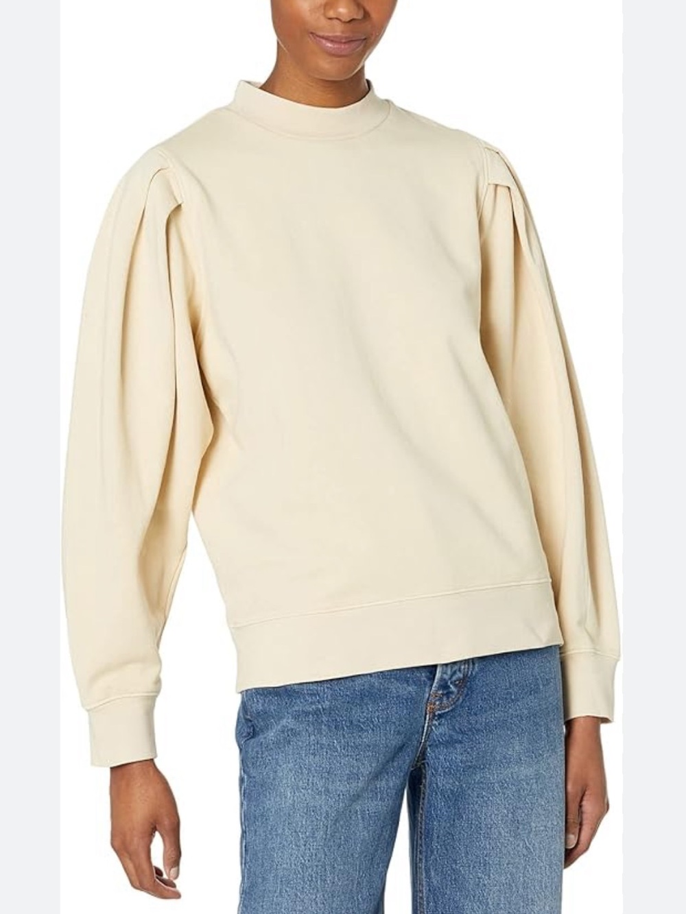 Hudson tuck sleeve sweatshirt cream sweater crewneck